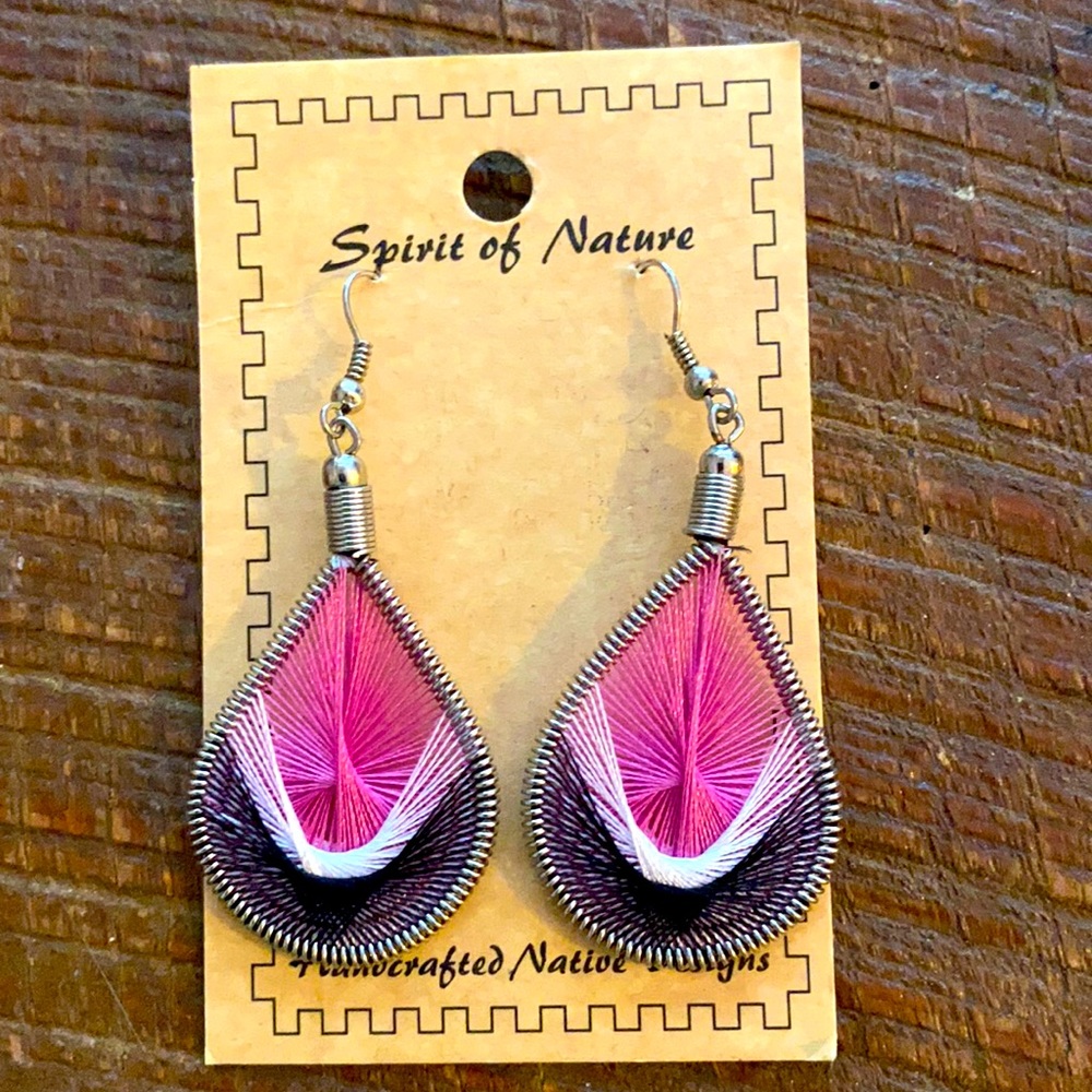 Earrings with thread. Never worn. Handcrafted